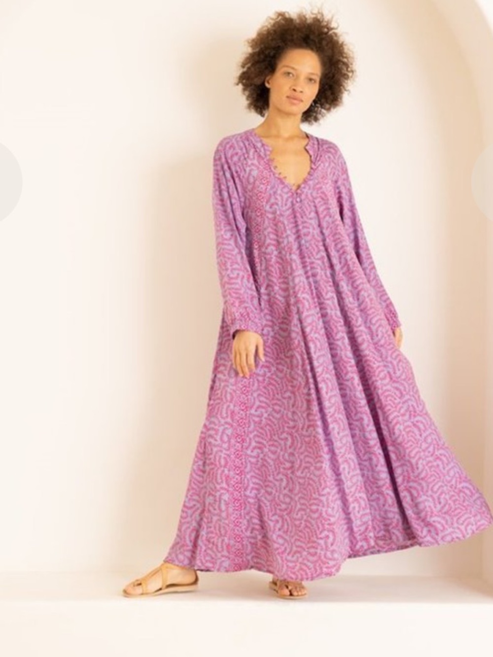 Natalie Martin Pink and Lavender Printed Maxi Dress